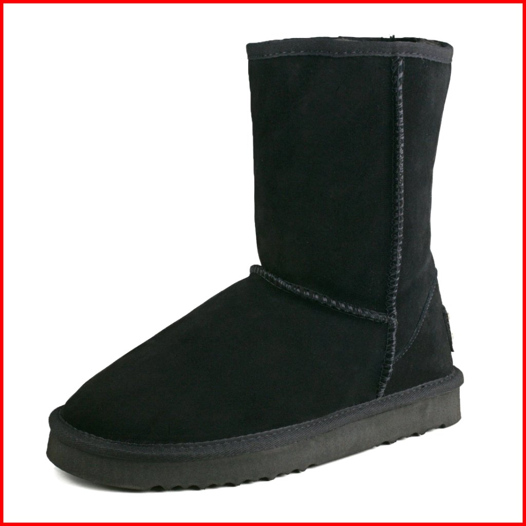 Genuine Suede Waterproof Snow Boots With Faux Fur Lining Mid Calf Winter Boots